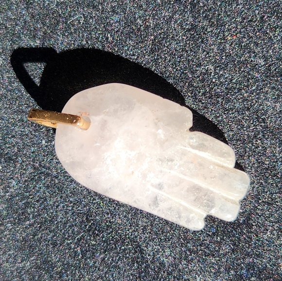 Hamsa Hand Evil Eye Genuine Crystal Pendant - Picture 5 of 7